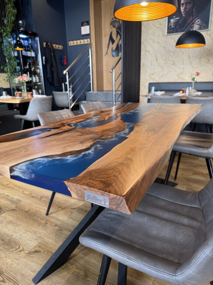 Mimare - Luxuriöser Rivertable mit zweischichtiger blauer Wellenoptik – Bild 8