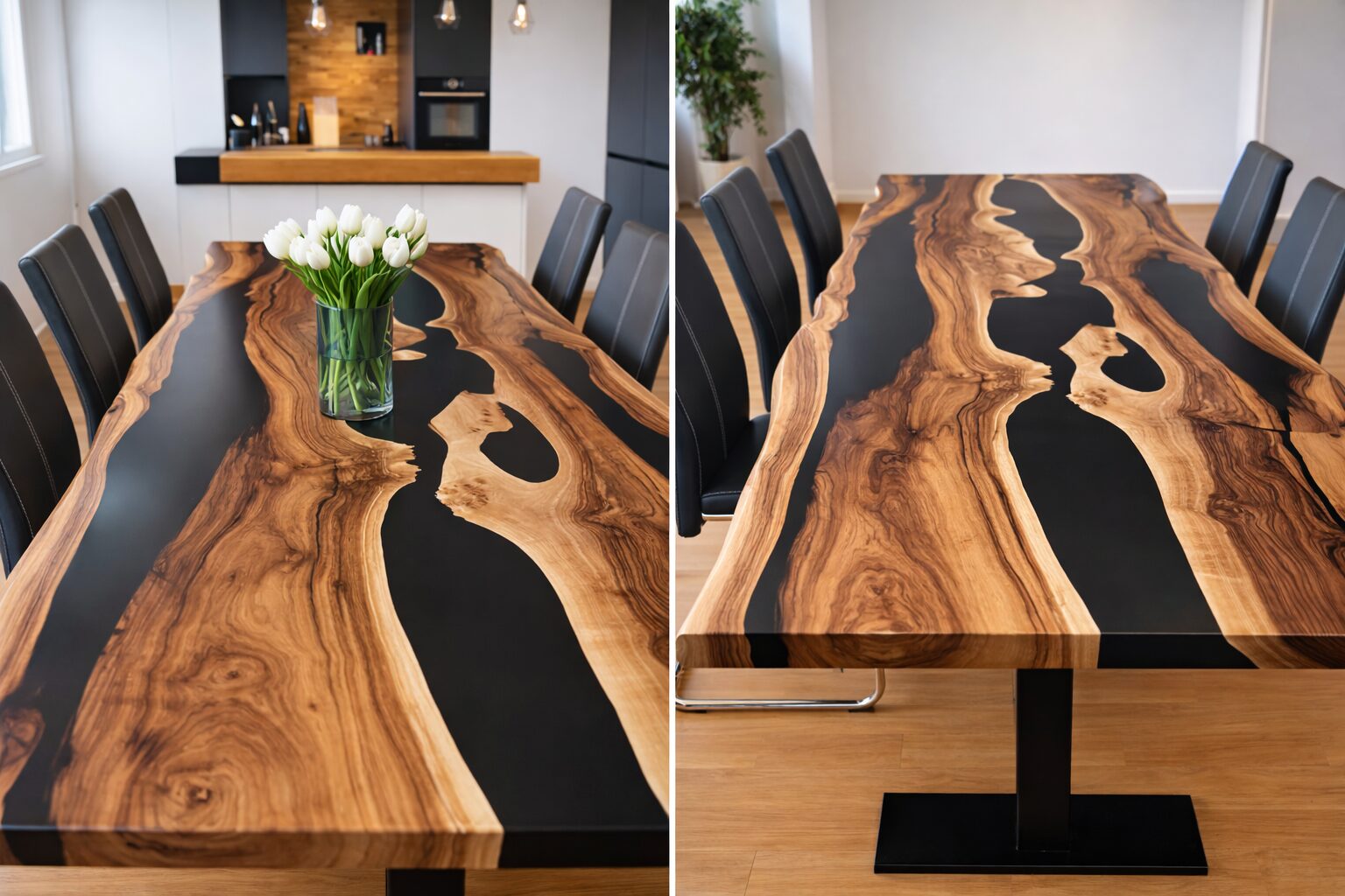 River Table nach Maß aus Nussbaum – Epoxidharztisch individuell gefertigt – Bild 2